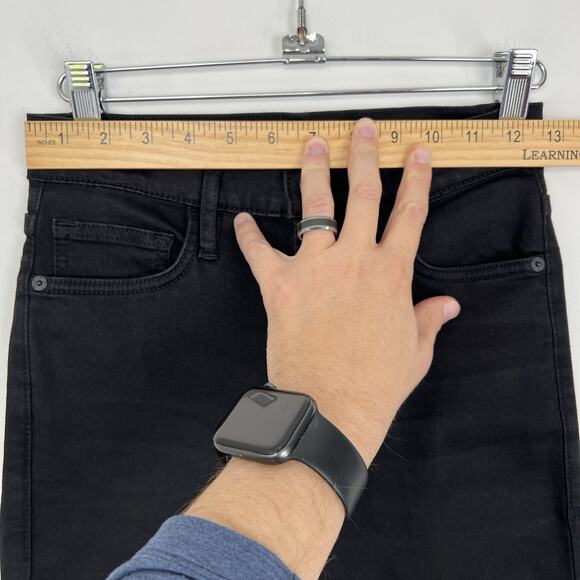 Frame Denim Le High Straight Fit Denim Jeans Black Size 25 High-Rise Frayed Hem - Picture 3 of 9